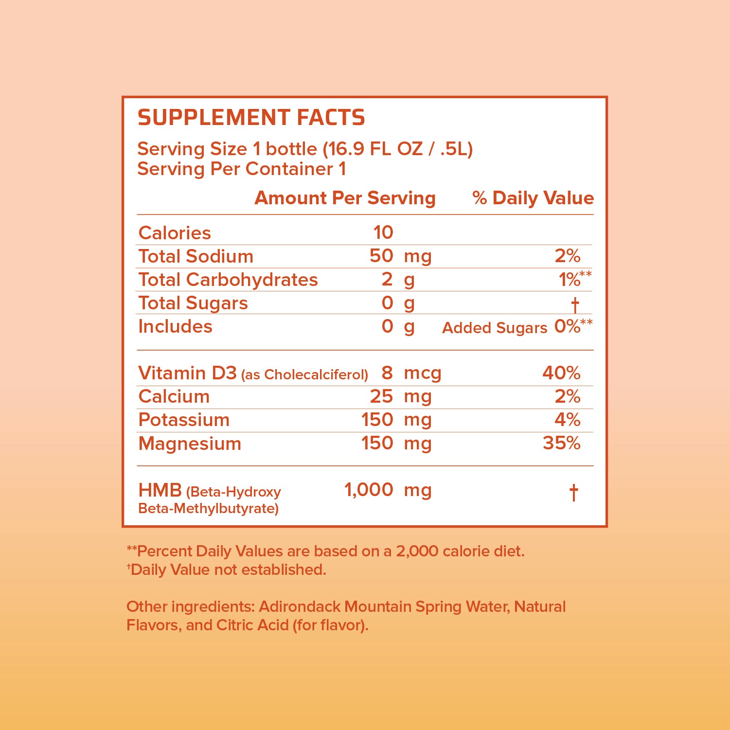  orange peach water nutrition information